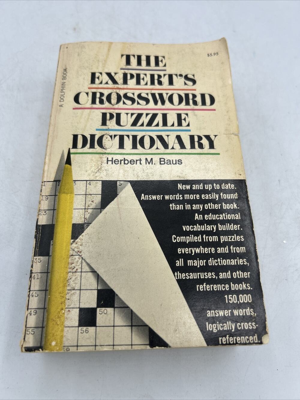 1973 EXPERTS CROSSWORD PUZZLE DICTIONARY Paperback Book by HERBERT M. BAUS